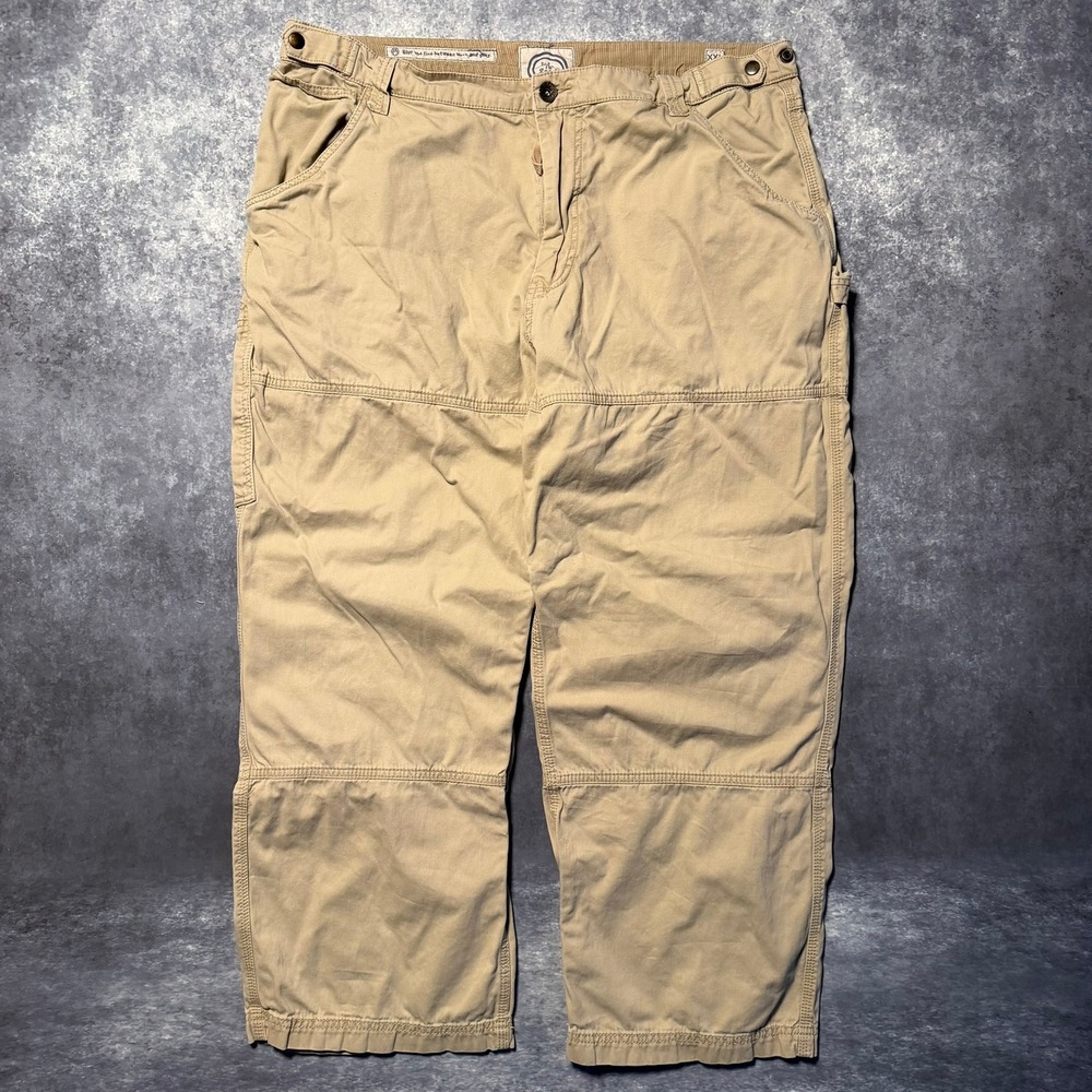 Life is Good Mens XXL Carpenter Pants Tan‎ Khaki Workwear 38/40x30 Cotton Canvas